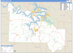Camden County, Missouri Zip Code Wall Map
