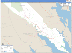 Camden County, North Carolina Zip Code Wall Map