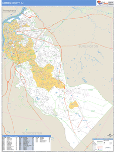 Camden County, New Jersey Zip Code Wall Map
