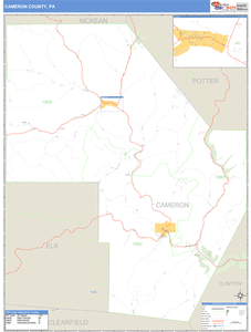 Cameron County, Pennsylvania Zip Code Wall Map