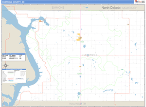 Campbell County, South Dakota Zip Code Wall Map
