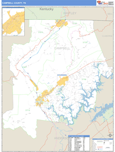 Campbell County, Tennessee Zip Code Wall Map