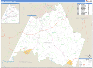 Campbell County, Virginia Zip Code Wall Map