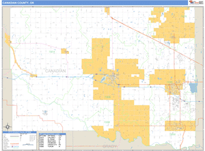 Canadian County, Oklahoma Zip Code Wall Map