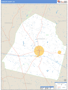 Candler County, Georgia Zip Code Wall Map
