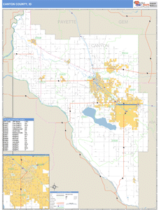 Canyon County, Idaho Zip Code Wall Map