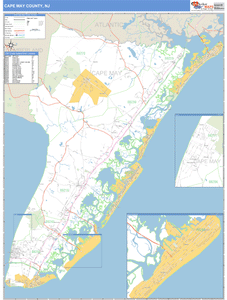 Cape May County, New Jersey Zip Code Wall Map