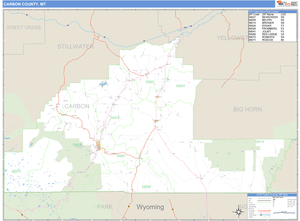 Carbon County, Montana Zip Code Wall Map