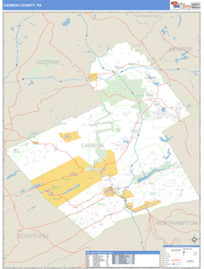 Carbon County, Pennsylvania Zip Code Wall Map
