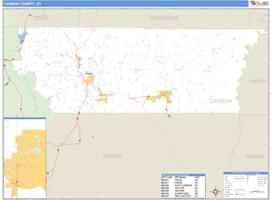 Carbon County, Utah Zip Code Wall Map