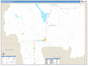 Caribou County, Idaho Zip Code Wall Map