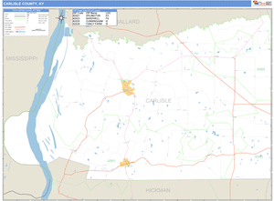 Carlisle County, Kentucky Zip Code Wall Map