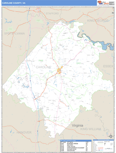 Caroline County, Virginia Zip Code Wall Map