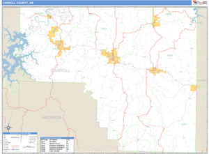 Carroll County, Arkansas Zip Code Wall Map