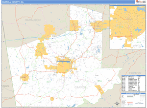 Carroll County, Georgia Zip Code Wall Map