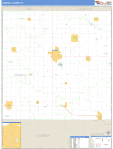 Carroll County, Iowa Zip Code Wall Map