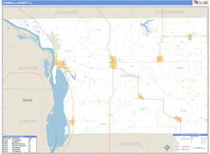 Carroll County, Illinois Zip Code Wall Map
