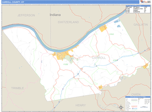 Carroll County, Kentucky Zip Code Wall Map
