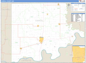 Carroll County, Missouri Zip Code Wall Map