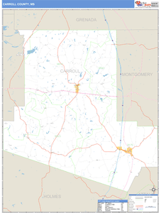 Carroll County, Mississippi Zip Code Wall Map