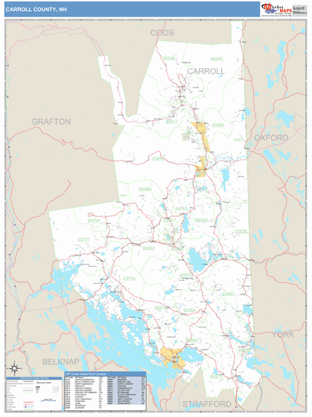 Carroll County, New Hampshire Zip Code Wall Map Market Maps (IDI)