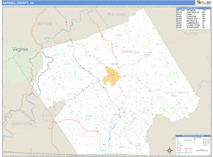 Carroll County, Virginia Zip Code Wall Map