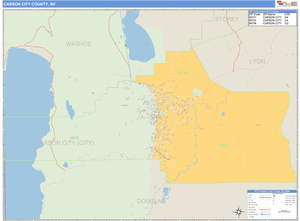 Carson City County, Nevada Zip Code Wall Map