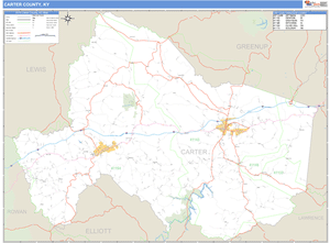 Carter County, Kentucky Zip Code Wall Map