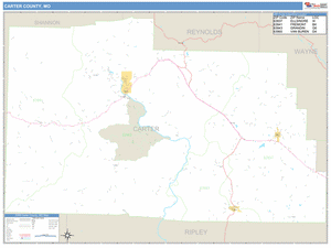 Carter County, Missouri Zip Code Wall Map