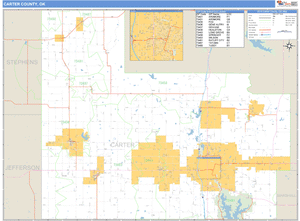 Carter County, Oklahoma Zip Code Wall Map