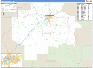 Cascade County, Montana Zip Code Wall Map