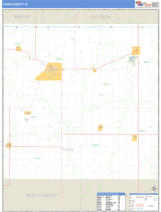 Cass County, Iowa Zip Code Wall Map