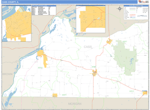 Cass County, Illinois Zip Code Wall Map