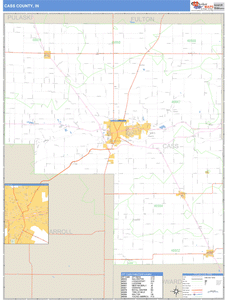 Cass County, Indiana Zip Code Wall Map