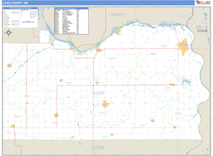 Cass County, Nebraska Zip Code Wall Map