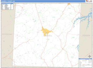 Caswell County, North Carolina Zip Code Wall Map