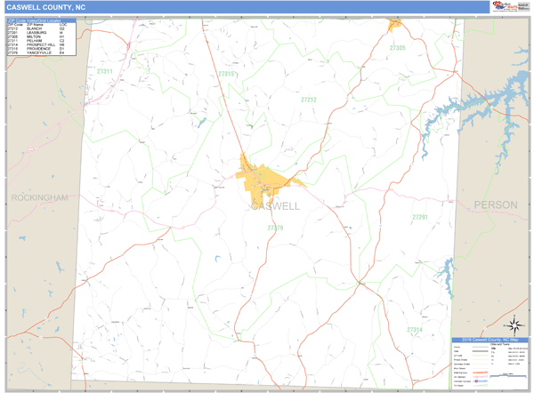 Caswell County, North Carolina Zip Code Wall Map Market Maps (IDI)