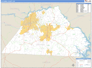 Catawba County, North Carolina Zip Code Wall Map
