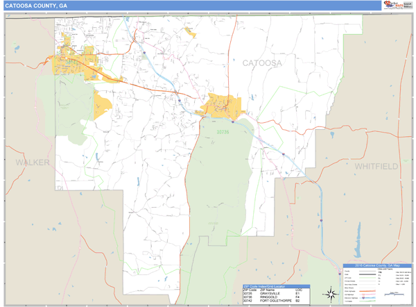 Catoosa County, Georgia Zip Code Wall Map Market Maps (IDI)