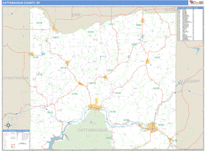 Cattaraugus County, New York Zip Code Wall Map