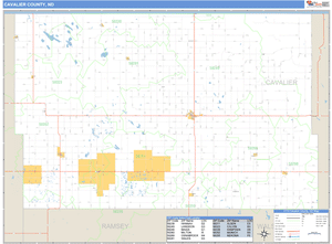 Cavalier County, North Dakota Zip Code Wall Map