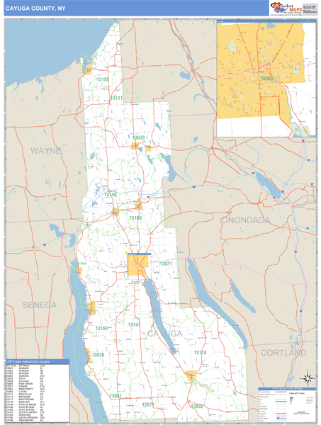 Cayuga County, New York Zip Code Wall Map Market Maps (IDI)