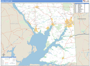 Cecil County, Maryland Zip Code Wall Map