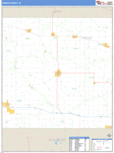 Cedar County, Iowa Zip Code Wall Map