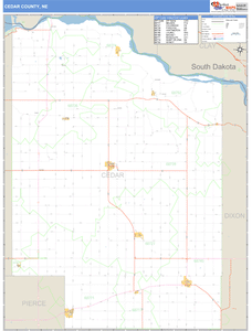 Cedar County, Nebraska Zip Code Wall Map