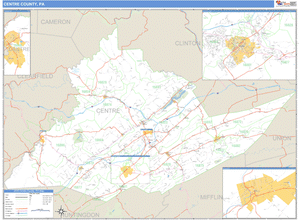 Centre County, Pennsylvania Zip Code Wall Map