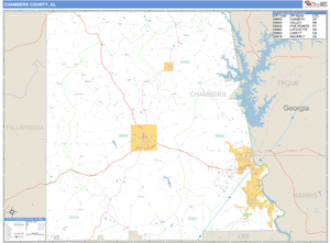 Chambers County, Alabama Zip Code Wall Map
