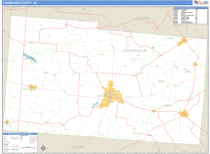 Champaign County, Ohio Zip Code Wall Map