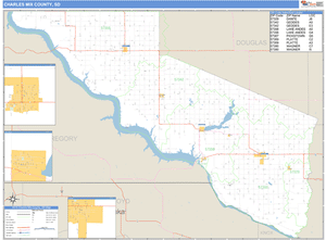 Charles Mix County, South Dakota Zip Code Wall Map
