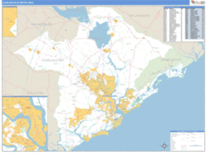 North Charleston, South Carolina Metro Area Wall Map